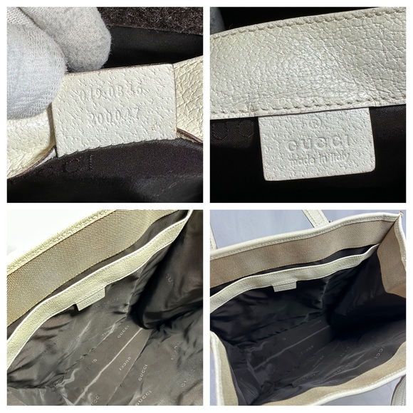 Vintage Gucci beige ivory canvas and leather tote bag hand held - Picture 5 of 16